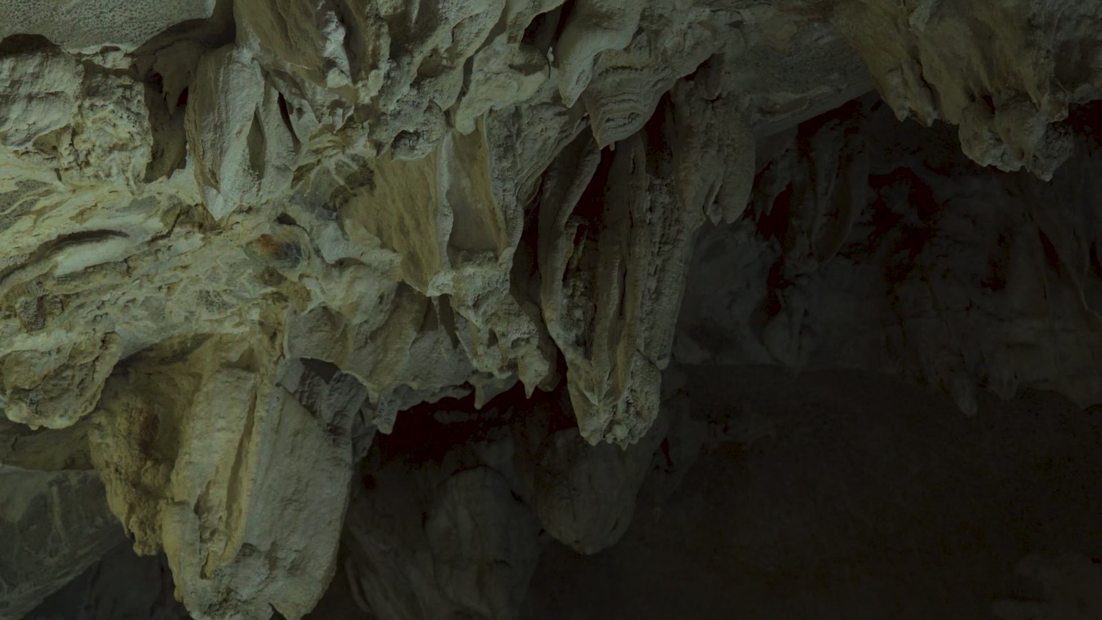 Concrétions sur la roche de la grotte